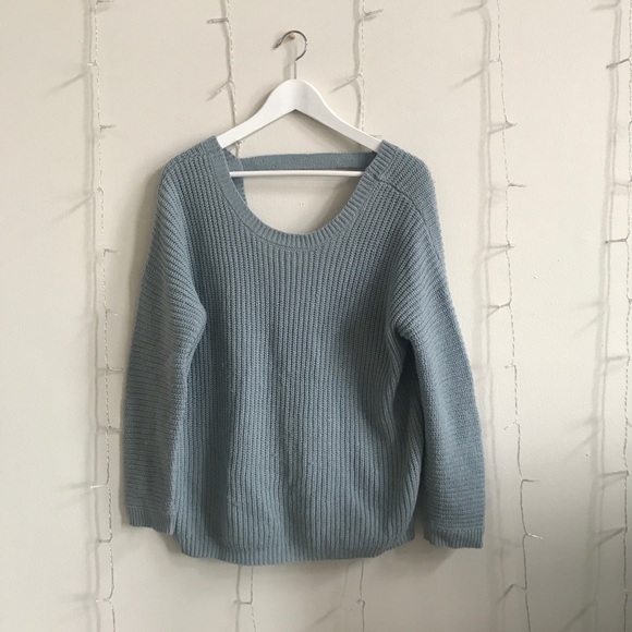 Forever 21 Sweaters - F21 pale blue open back knit sweater